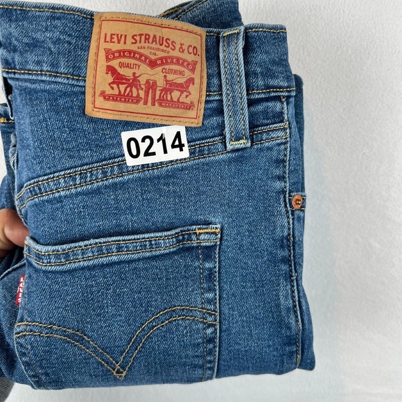 Levis Straight Leg Jeans High Rise Button Fly Dark Wash Denim‎ 26x27 - Picture 12 of 12